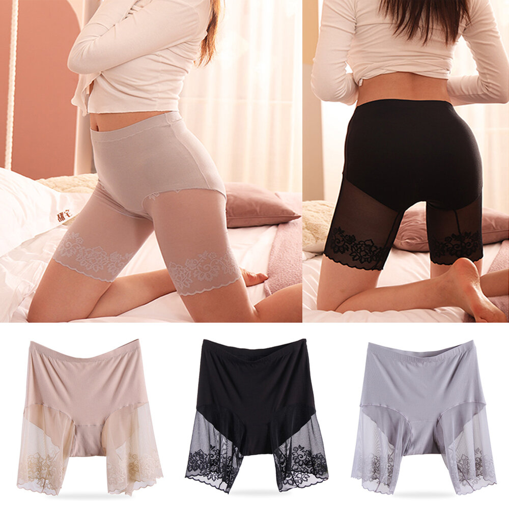 Apricot Size L Women Underwear Shorts Anti Chafing Elastic Safety High Waist Short Pants Sexy