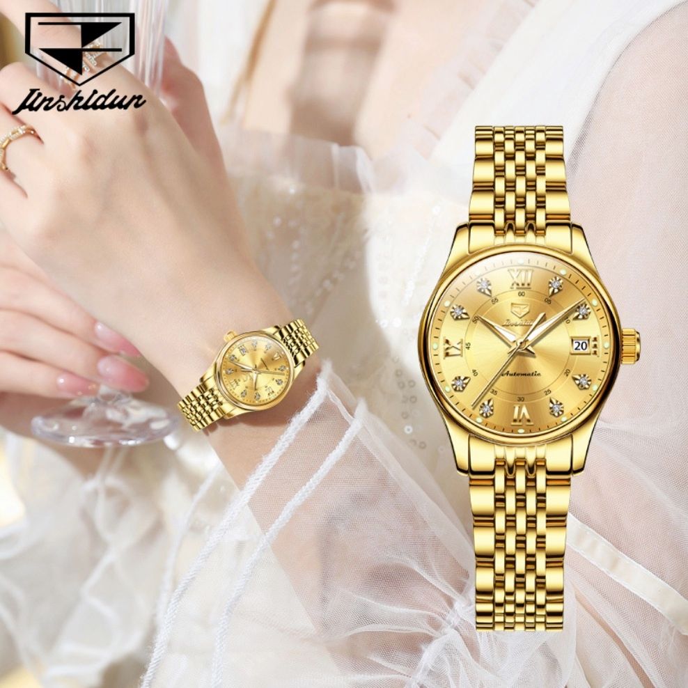 金仕盾防水機械錶防水女士手錶(鋼帶全金女）#S057029178