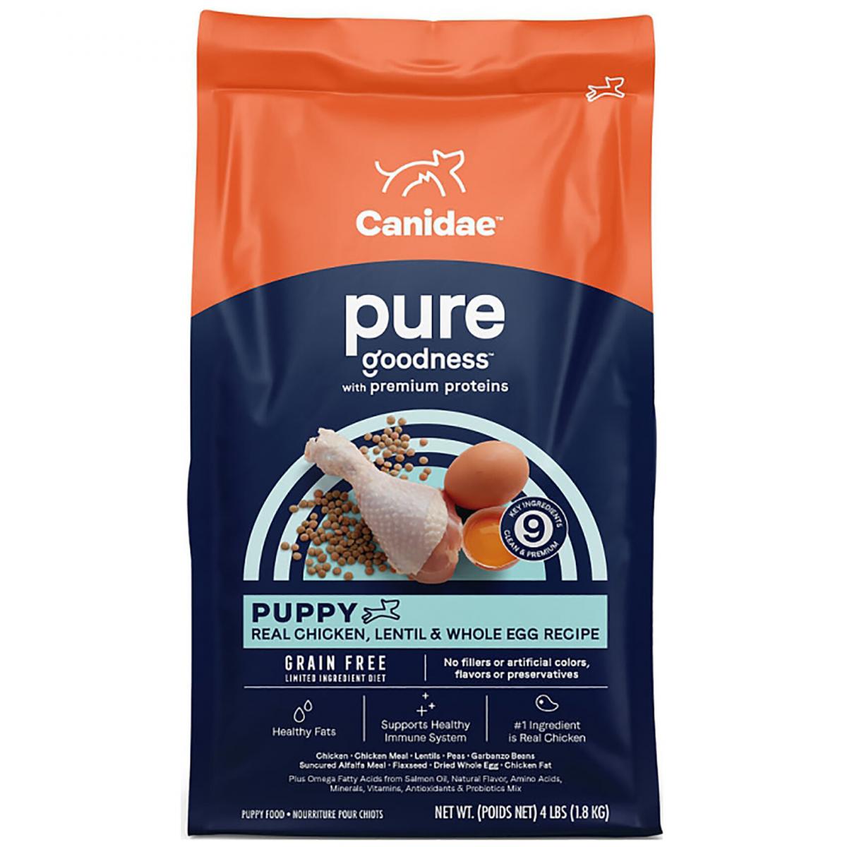 Pure Grain Free Puppy With Fresh Chicken, Lentil & Whole Egg Recipe Dey Dog Food 4LB