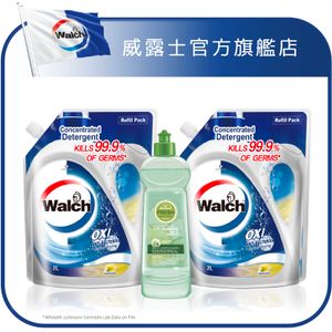 威露士消毒洗衣液檸檬兩袋裝2L*2+媽媽一選超濃縮洗潔精天然檸檬草500g (隨機發送)