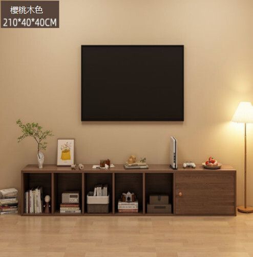 極簡電視機收納櫃（單門加寬櫻桃木色-210*40*40）#H51_048_055