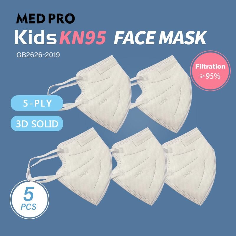 Med Pro -KN95 Kids 3D Protective Face Masks with 5 Layers, N95 grade ( 1 PACK total 5PCS )