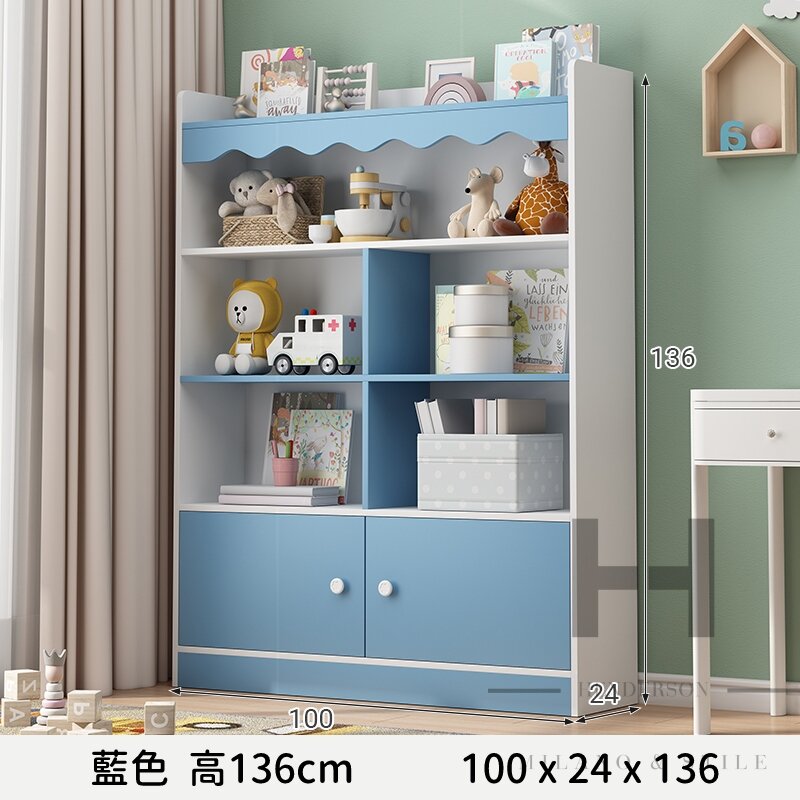 Children's Kingdom Storage Cabinet Bookcase(height 136cm)(Length 100cm)(Blue) - HDS08681_100_136_BE