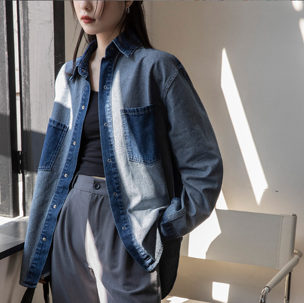 牛仔襯衫（藍色）（規格：S-XL碼）(下單後聯絡客服確認發貨尺碼) #F047050085