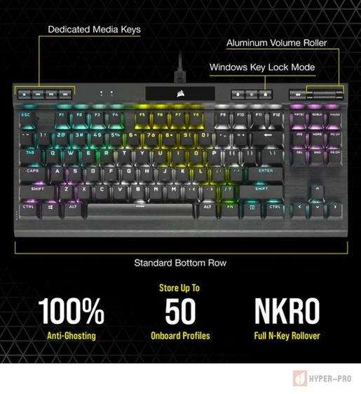 CORSAIR | K70 RGB TKL 機械遊戲鍵盤- CHERRY MX SPEED (銀軸) | 顏色