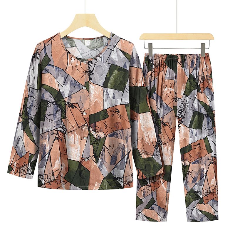 老年人長袖套裝( XL-5XL碼 卡棕色圖案）【下單後請聯絡客服確認發貨尺碼】F001099069
