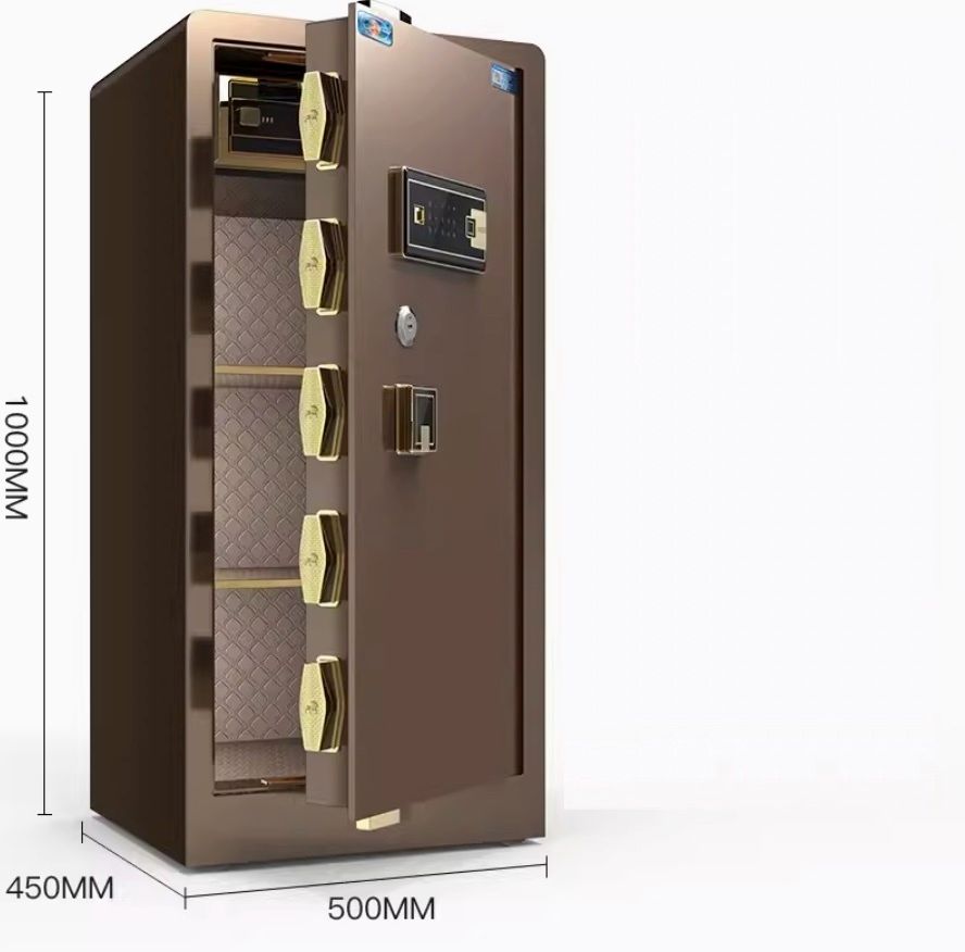 大型防盜辦公家用夾萬（1米-咖啡色【WiFi款】）