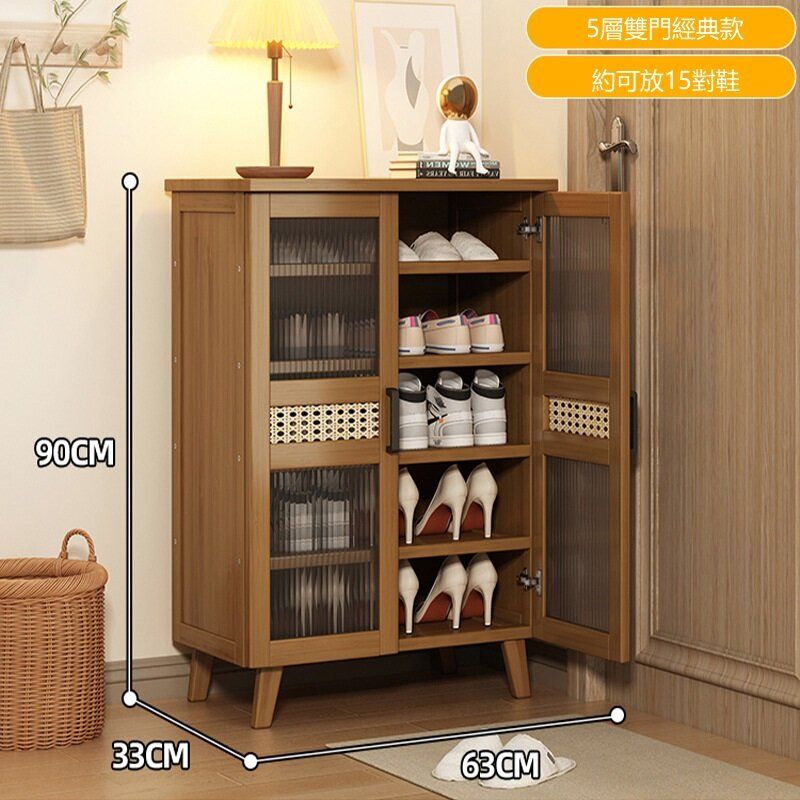 (5-layer two-door classic model-acrylic cabinet door) Chinese rattan editor with door shoe cabinet