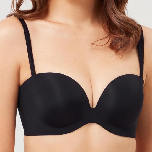 Her own words, Solution 2 Sizes Up Push Up Strapless Bra, Color : Black黑色, Size : 70A