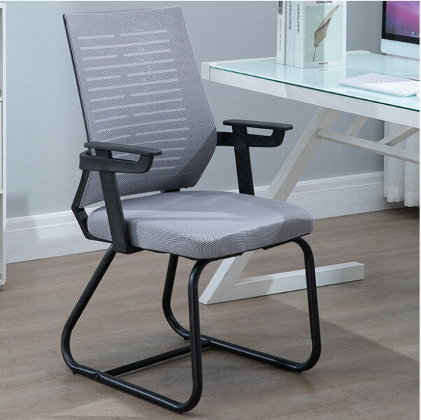 辦公室椅電腦靠背椅子(黑框+灰網/弓架款鋼製腳)