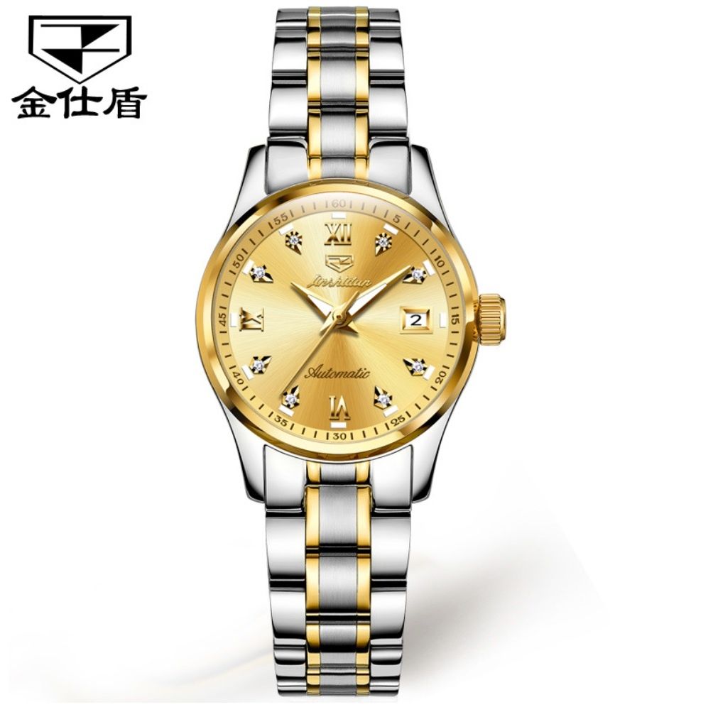 歐利時金仕盾自動機械錶女士手錶(間金金面女）#S057029157