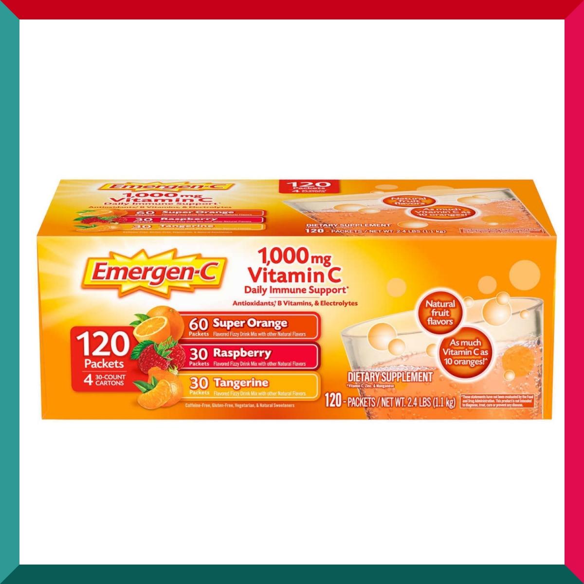 Emergen-C 1000mg Vitamin C Powder 120 packets Immune Support(Reference EXP:04/2024*)