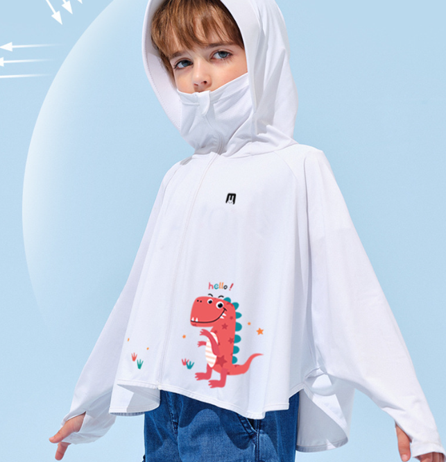 夏季兒童卡通可愛印花冰絲防曬衣斗篷防紫外線（尺碼：M碼-L碼）【下單後請聯絡客服確認發貨尺碼及顏色】
