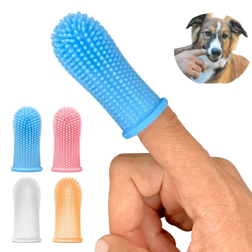 黃色 寵物牙刷 寵物口腔清潔工具 狗手指牙刷 寵物矽膠指套刷