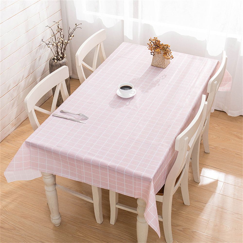 [Pink] Japanese-Style Small Fresh Waterproof Disposable Checkered Tablecloth Household Waterproof 