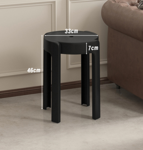 家用易收納加厚塑料旋風疊凳(黑色*高強PP材料)(尺寸:33*46*7CM)#M209012589