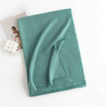 人字紋平紋仿羊絨圍巾(規格：水綠色（尺寸：65*190cm）)#M134025138