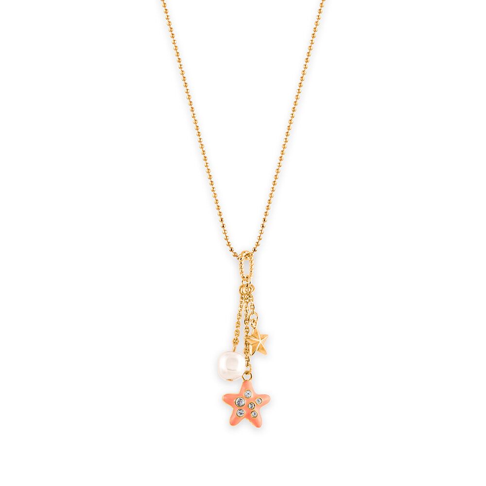 Göessele: gold plating, rhinestone, faux pearl, enamel, (double-faced) pendant necklace