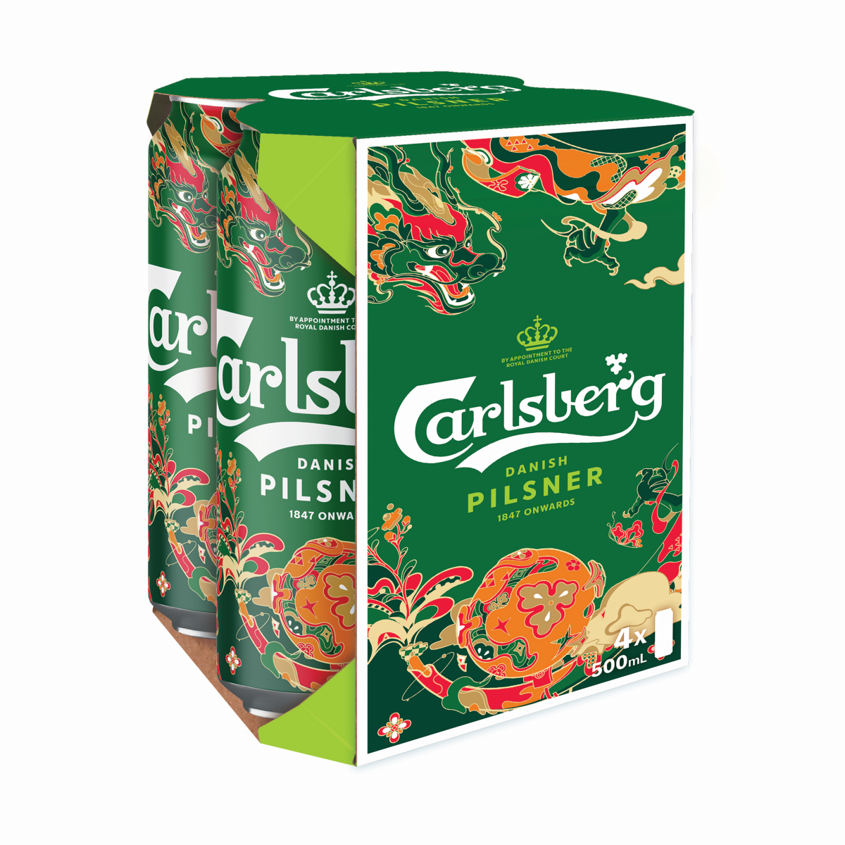 Carlsberg Danish Pilsner Beer - Pilsner - 500ml x 4 can (Random allocation of CNY Special edition)