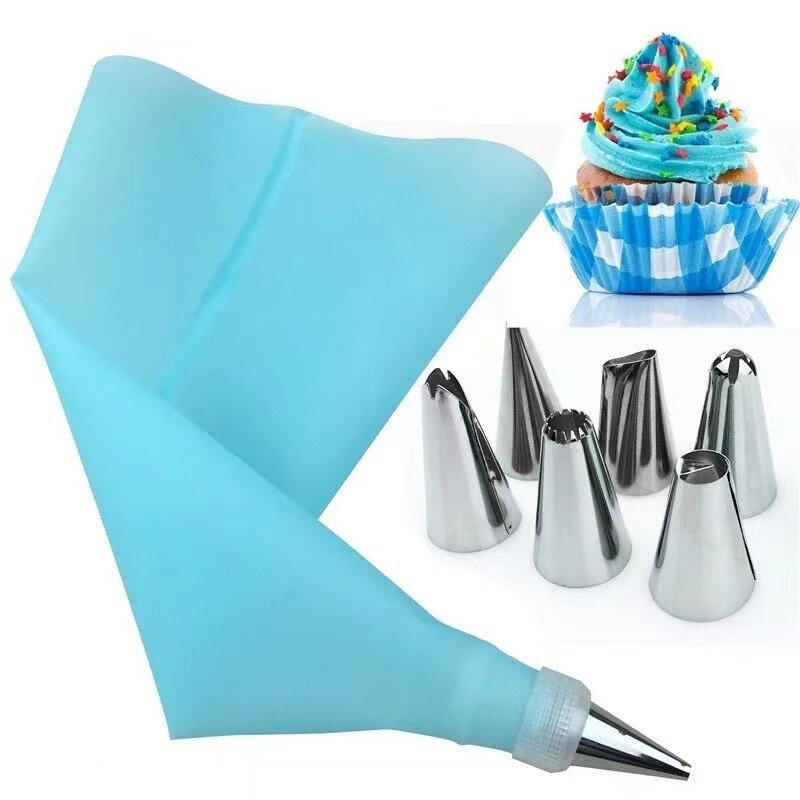 Reusable Stainless Steel Cream Piping Bag Piping Tip X8