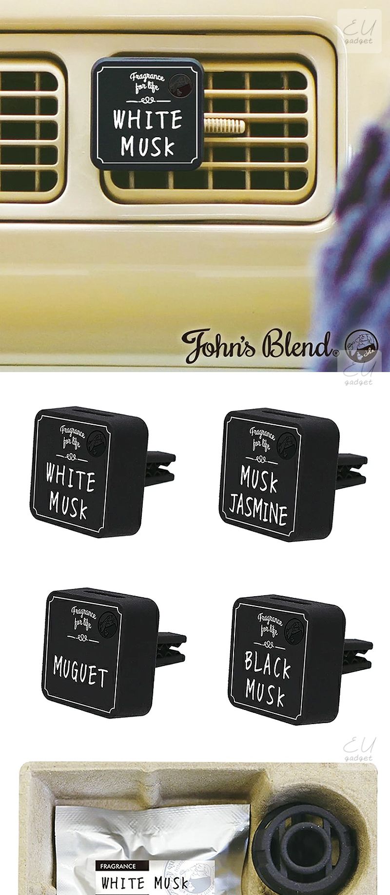 John's Blend | Clip-on Car Air Freshener Musk Jasmine|Air