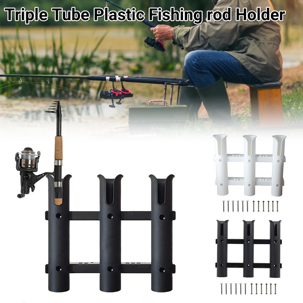 [White] Triple tube plastic fishing rod holder, fishing rod holder, marine fishing rod tube [Parallel import]