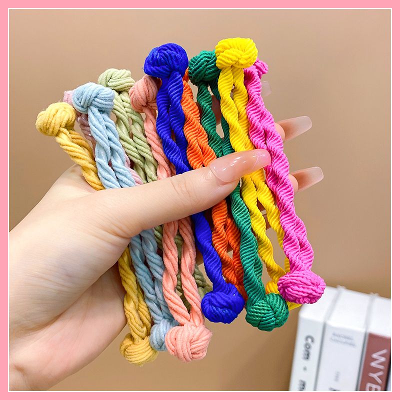 兒童頭飾紮頭髮橡皮筋髮圈頭飾(15#亮色豎條紋雙頭皮筋10件套)