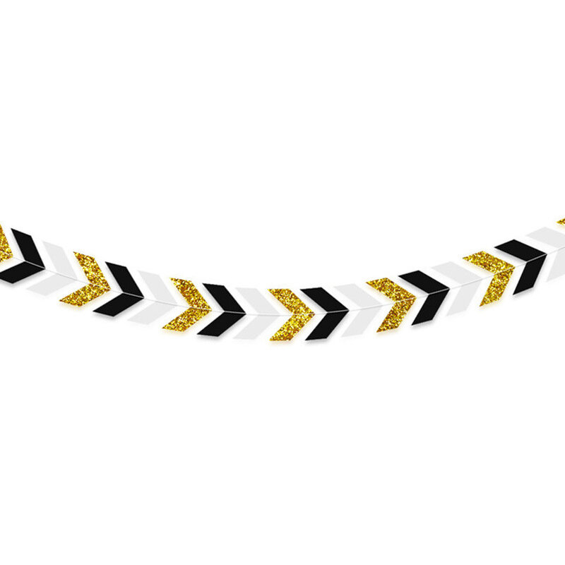 Black-White-Gold Dart Arrow Paper String Banner