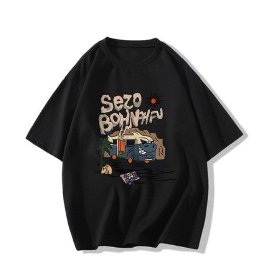 復古短袖t恤純棉上衣（黑色260g純棉高品質版）[尺碼：XS-2XL][下單後聯絡客服確認發貨尺碼]#F288002666