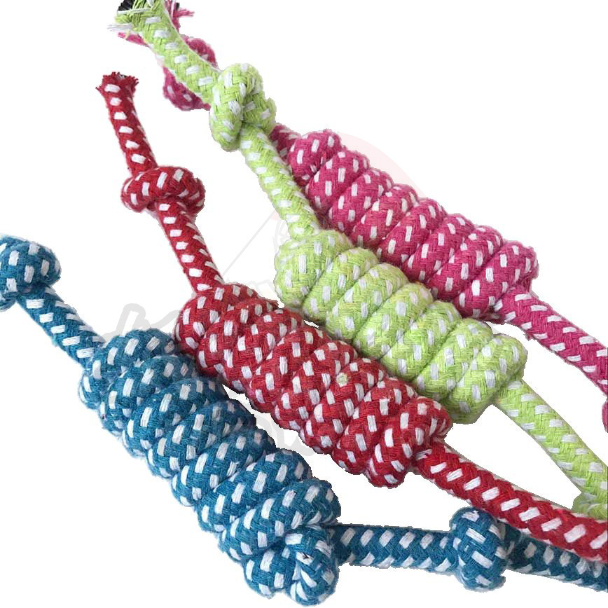 狗狗磨牙棉繩互動訓練玩具 糖果繩結 一個 (顏色隨機)