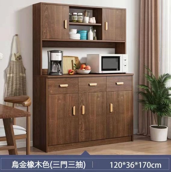 現代簡約餐邊櫃 酒櫃（【三門三抽款】120cm烏金木色）#H148064860