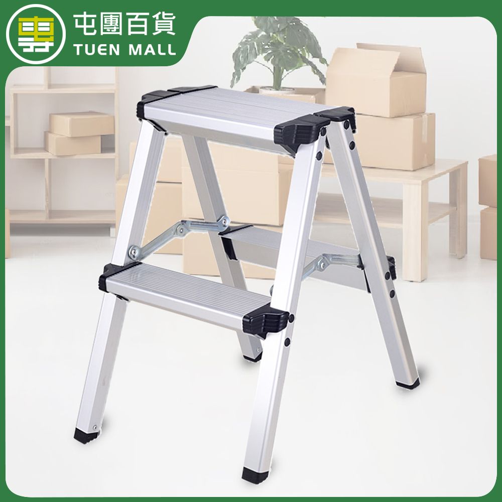 二級鋁合金摺疊梯 梯凳 折疊梯 腳踏梯 廚房梯 雙邊梯 兩層梯 梯子 (平行進口)