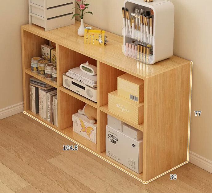 學習辦公桌子L型書架（六格櫃淺胡桃色104.5*30*77cm）