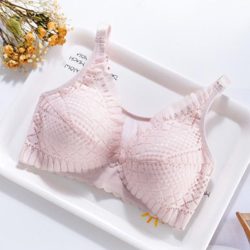 HAKURYU, Wireless Lace Nursing Bra – Lightly Padded Supportive  Breastfeeding (PINK), Size : 34
