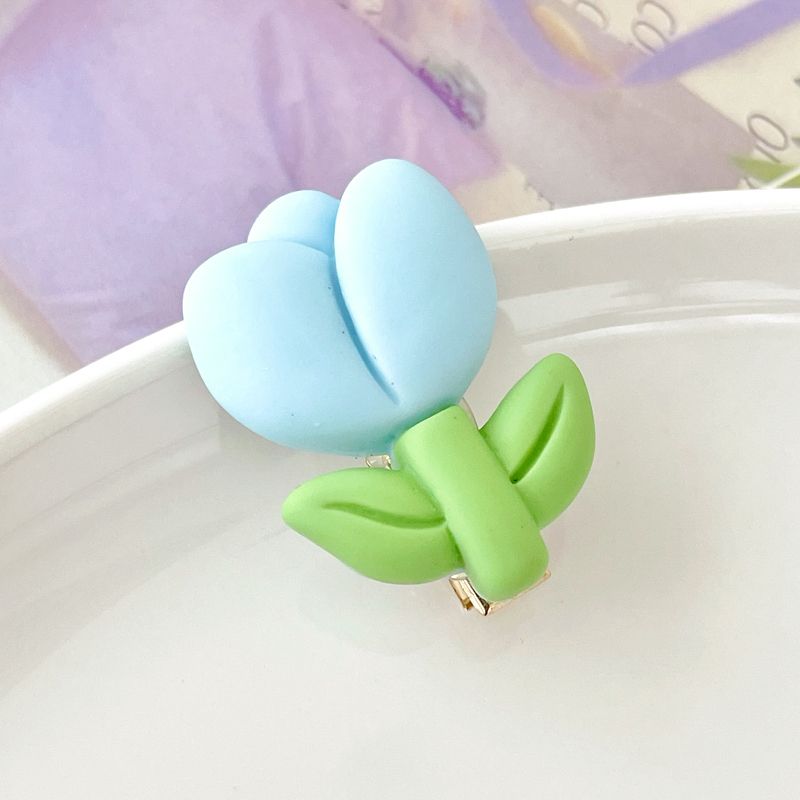 兒童糖果色花朵小髮夾側邊夾 頭飾/髮飾(2-藍色)