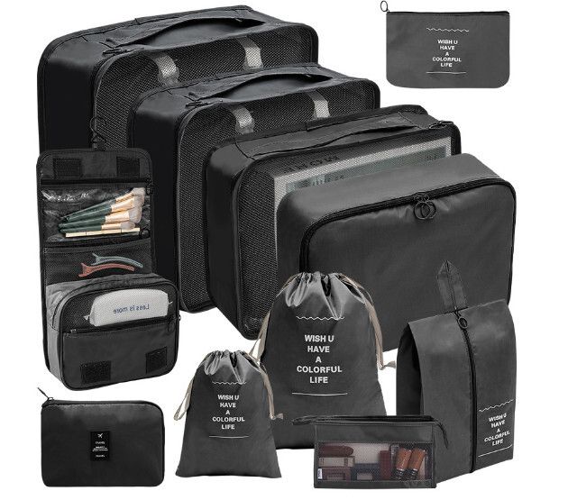 【11件套】旅行收納袋【洗漱化妝數碼【黑色】#S040057006