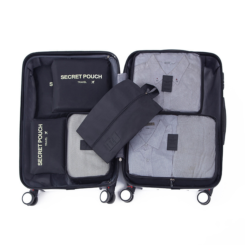 旅行必備 7件套旅行用品分類套裝收納包 (黑色) [V99]