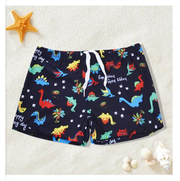 兒童平角游泳褲【均碼（身高110-130CM，30-50磅）】【黑色海底世界】 #H161023835
