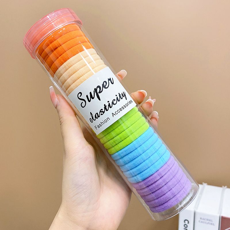 兒童高彈力橡皮筋毛巾圈髮繩髮飾頭繩頭飾(7#春天色30根)