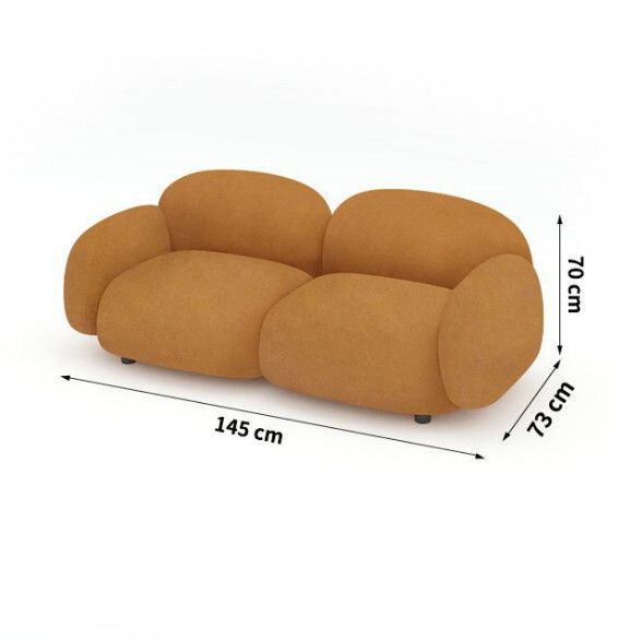 意式極簡小戶型雲朵沙發（雙人座-橘紅-科技布）#H148064210