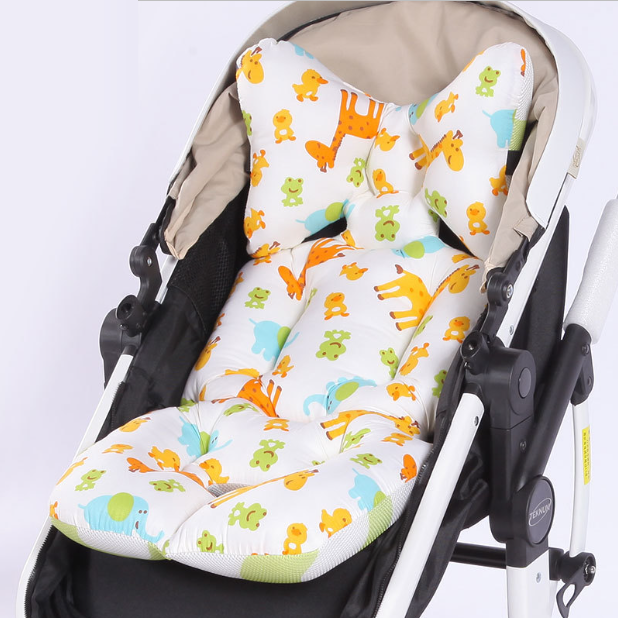 嬰兒推車棉墊時尚保暖通用寶寶餐椅靠背墊透氣加厚（卡通小動物）（尺寸：35cm*78cm）#N288_001_540
