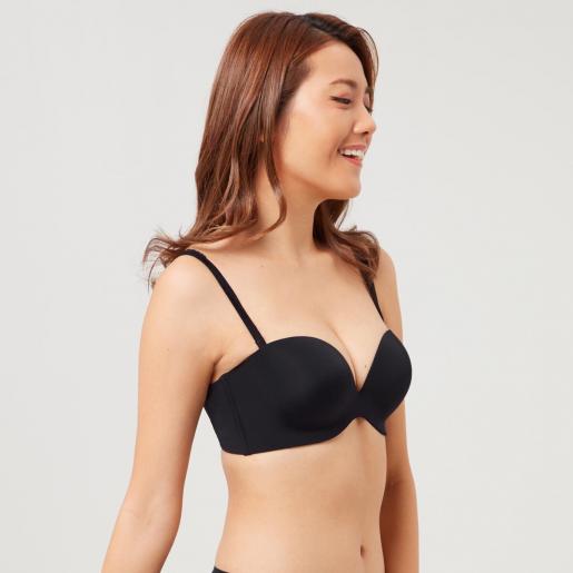 Her own words, Solution 2 Sizes Up Push Up Strapless Bra, Color : Black黑色, Size : 70A