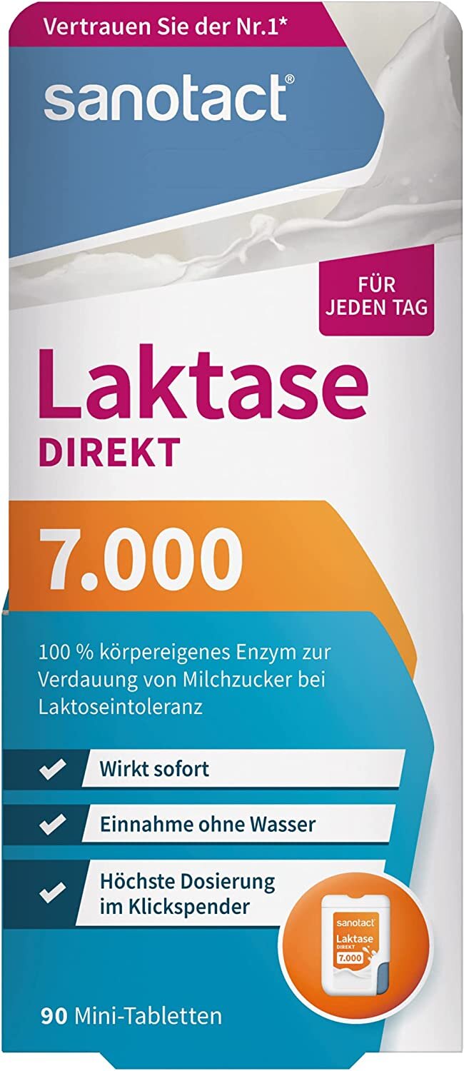 Sanotact Lactase 7000 Direct Mini Tablets (Improve lactose digestion) - 90 pieces (Parallel Import)