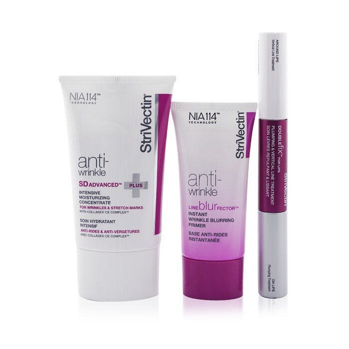 Smart Smoothers Full Size Trio Set: Intensive Moisturizing Concentrate 60ml + Instant Wrinkle Blurring Primer 30ml + Lips Plumping & Vertical Line Treatment 2x5ml 3pcs - [Parallel Import Product]