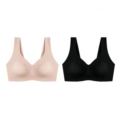 全城熱賣, (Two pieces) Signal-Line Nude Bra for pure black/nude skin ton, Size : S