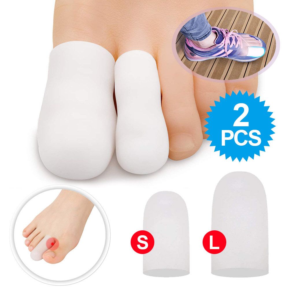 大號 2個 白色 腳趾保護趾套 腳趾摩擦保護套 矽膠腳趾套 運動腳趾防護套 緩解指甲摺防護套