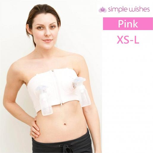 Simple Wishes, Hands Free Breast Pump Bra [XS-L Size, Pink] Adjustable Handsfree  Pumping Bra