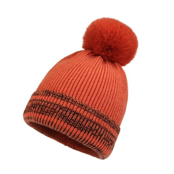 加絨保暖毛線帽女（橘色）#S281022647