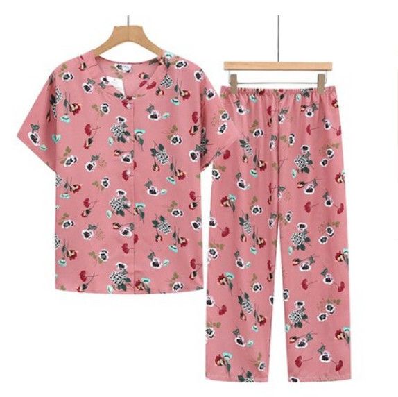 夏季中老年棉綢睡衣套裝（6號色）【尺碼：XL-3XL】【下單後聯絡客服確認發貨尺碼】F203013364