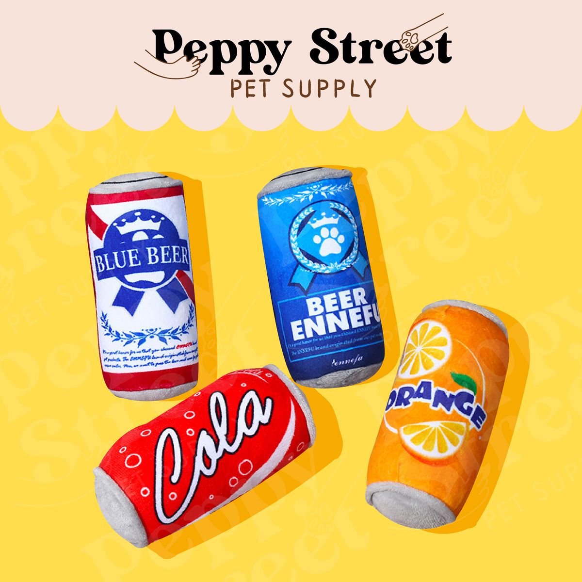 Peppy Street Pet Supply Dog Plush Toy- Cola Beer Coke (White) Durable Photo Props [M12]